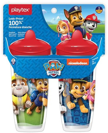Playtex 10078300028908 Sipsters Stage 3 Paw Patrouille Anti-déversement Anti-fuite, Bec Incassable pour Garçon 255,1 g Lot de 2