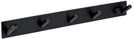 Ambrosya - Handtuchhalter aus Edelstahl in Schwarz - Bad Badezimmer Garderobe Haken Halter Halterung Handtuch Handtuchhaken Kleiderhaken Set (Edelstahl (Schwarz), 5 Haken)