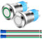 Gebildet 2pcs 12mm Momentáneo Pulsador de Botón Acero Inoxidable,Impermeable ON/Off 12V-24V 3A Normalmente Abierto SPST Pulsador con Enchufe de Cable(Blanco+Verde)