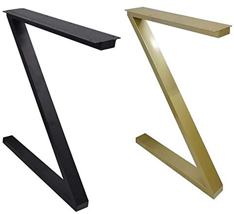 YSBS Tischkufen Stahl Schreibtischbeine Tischgestell Tischbeine Esstisch Couchtisch Beine Z-förm 50 * 72cm Möbelfüße 1 Stück Schwarz/Gold