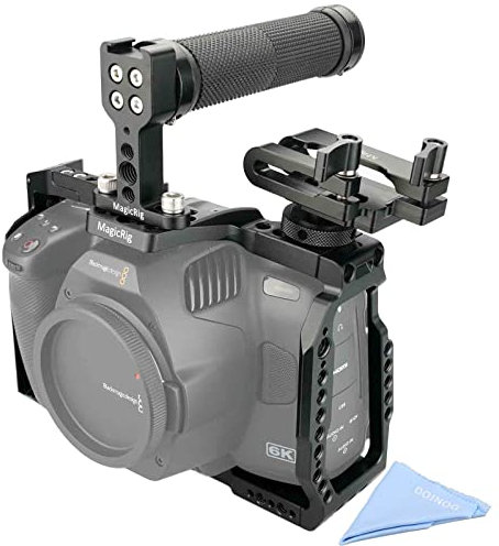 MAGICRIG BMPCC 6K Pro Cage Rig for Blackmagic Design Pocket Cinema Camera 6K Pro & G2, with Rubber Top Handle, T5 SSD Mount Clamp -579