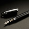 Metal Fountain Pen Fine Tip 0.5mm Fine Nib Refillable Fountain Pen and Cap with Screw Cap - Gift Box (Black)