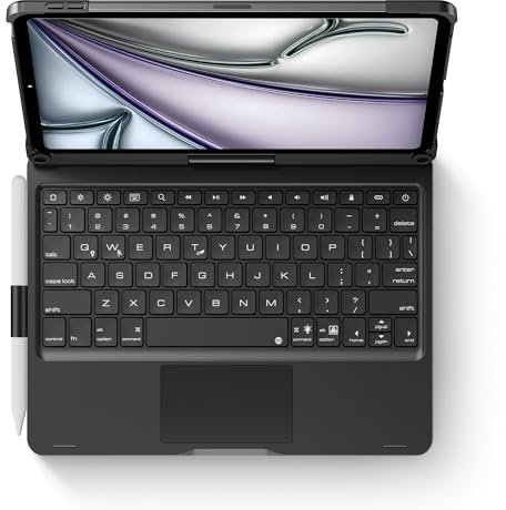 edaiser Swivel Keyboard Case for Apple iPad Air 11 inch M2 & iPad Pro 11-inch (4th/3rd/2nd/1st) & iPad Air 5th 4th Generation; Rotatable Cover with Pencil Holder, Trackpad, Backlit, Black