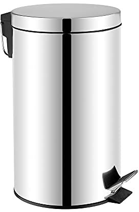OFITURIA® Cubo de Basura para Baño con Pedal Acero inoxidable 20 litros Brillo