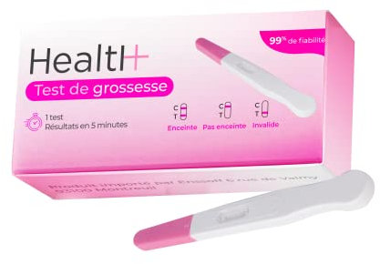 Health + | Test de Grossesse | 99% de Fiabilité | Résultats Disponibles en 5 Minutes | Test de Grossesse Précoce | Fiable, Rapide et Facile d'Utilisation