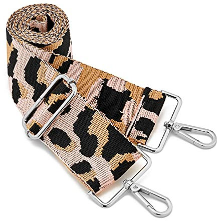 Silberne Schnalle Breiter Schultergurt längenverstellbarer Tragegurt Verstellbarer Ersatzgürtel Crossbody Canvas Tasche Handtasche((5CM) Leopard8)