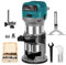 Avtbeisty Outil de défonceuse à bois de 6,5 A, défonceuse compacte de 1,25 HP avec 6 vitesses variables, base fixe, 12 mèches à défoncer en bois, pinces 6,35 mm et 9,5 mm, guide de bord, guide de