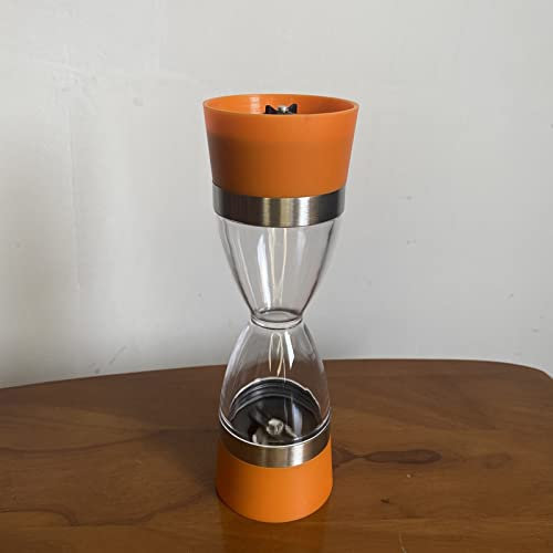 Salt and Pepper Mill Grinder Set 2 in 1 Salt & Peppercorn Shaker Mill Double Head Refillable Spice Grinder with Ceramic Rotor Adjustable Coarseness for Picnic, Dinner, Parties, BBQ (Color : Orange)