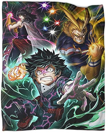 UNDERZY My Hero Academia Kuscheldecke,Weiche & Warme Flauschige Plüsch Cartoon Muster Decke, Kuscheldecke, Flanell Fleecedecke TV Decken, Flanell Couchdecke 40x50inch(100x130cm)