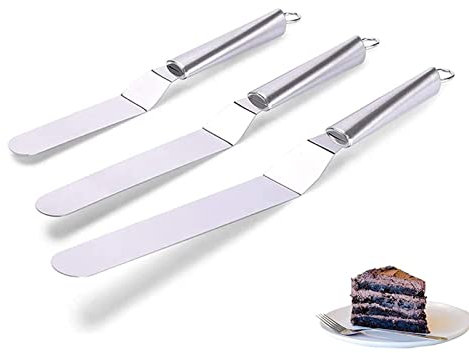 Coltello Paletta Glassa,Spatola per Glassa,Spatola Angolata Dolci,3PCS Spatola Cucina Dolci Spatole Decorazione Torte Spatole Pasticceria Spatole Crema Cucina (Maniglia Acciaio)