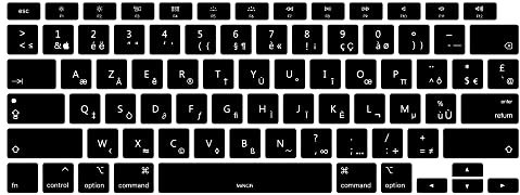 MiNGFi Silikon Französisch AZERTY Tastaturschutz für MacBook Air 13 A2179 (2020), A2337 (M1, 2020–2022) US/ANSI Tastaturlayout - Schwarz