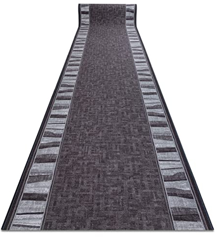 rugsx Antirutsch Teppichläufer Linea - moderner Kurzflor für Küche, Flur & Wohnzimmer, Meterware, grau 67x300 cm