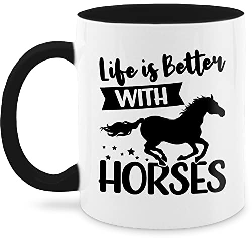Tasse Tassen 325ml - Pferde - Life is better with horses I Reiten Geschenk Pferdeliebhaber I Pferdemädchen I Pferdeliebe - 325 ml - Schwarz - pferdetassen sprüche pferd a horse pferdetasse reit