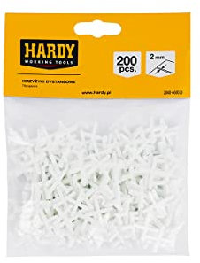 HARDY WORKING TOOLS Croisillons pour Carrelage, Croix pour carrelage - Accessoires pour carrelage, entretoises pour carrelage, croisillons en plastique pour joints - 2 mm - paquet de 200 pièces