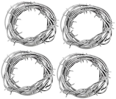 BCOATH 4 Stücke Fake Stacheldraht für Halloween Realistische Simulation für Partys und Streiche Dekorationsmaterial mit Blutbeuteln und Nebligen Effekten Ideal für Gruselige Atmosphären