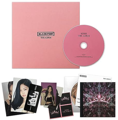 BLACKPINK - [THE ALBUM] (VERSION #2) Hardcover Photobook + Postcard Set + Credits Sheet + Lyrics Booklet + Photocard + Postcard + Sticker + Mounted Photocard + CD + 2 Pin Badges + 4 Extra Photocards