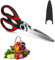 ABERTO 1 PCS of Kitchen Scissors Heavy Duty Stainless Steel Kitchen Scissors with Safety Cover- Meat Scissors - Pizza Scissors - Multi Purpose Shears for Chicken UK Dish Washer Safe (Red -Black)