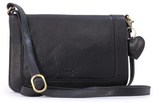Gigi - Damen Leder Umhängetasche - Crossbody Bag/Handtasche Klein - Verstellbarer Schultergurt - mit Herz Schlüsselring - Giovanna 8948