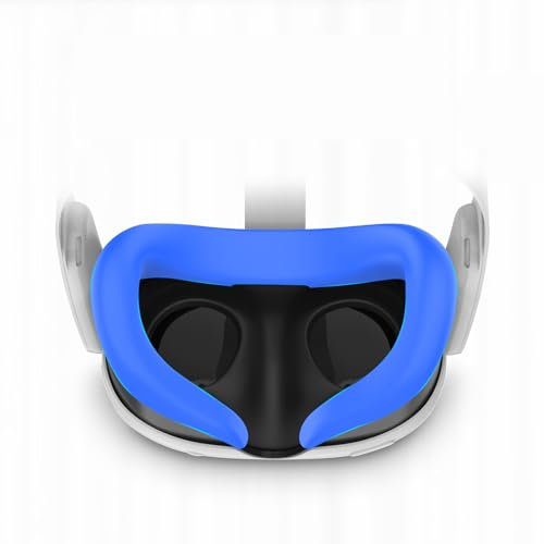 BeisDirect Silikon-Gesichtsabdeckung für Meta Quest 3 VR-Headset - Anti-Lichtleckage, Schweißfest, Wasserdicht - Ersatz-Zubehör (Blau)