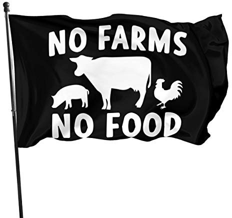 Dekoration Flagge Keine Bauernhöfe, Kein Essen, Fahnen Dekorative Piratenflagge Premium Gartenflagge Für Bar Garten Parade 90X150cm