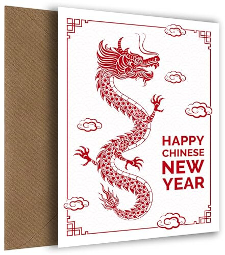 Cartes du Nouvel An chinois pour la famille et les amis – Année du dragon 2024 (samedi 10 février 2024) Célébrez avec une carte du Nouvel An lunaire, carte du Nouvel An chinois 2024 – Dragon