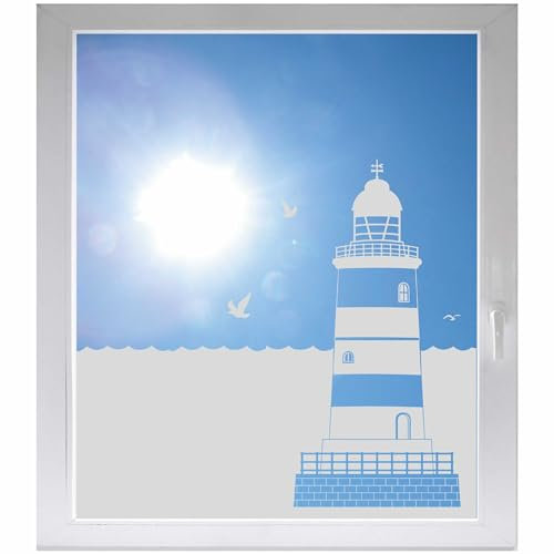 INDIGOS UG - Leuchtturm - ab 800x500 mm - Glasdekorfolie Silber fein satiniert - Blickdicht - Folie Duschkabine - Bad - Fensterfolie - selbstklebend - Dusche Sichtschutzfolie - individuelle Breite
