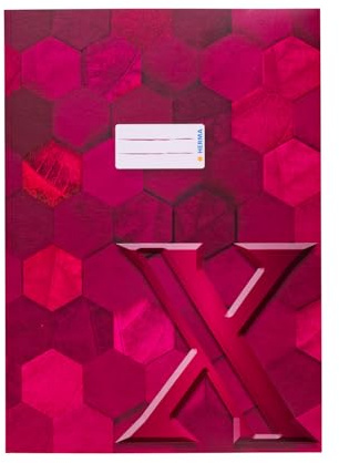 HERMA 20094 Heftumschlag A4 Karton Weinrot, veredelte Hefthülle mit Beschriftungsfeld aus stabilem & extra starkem Papier, Heftschoner mit Hexagon Muster Motiv für Schulhefte, farbig