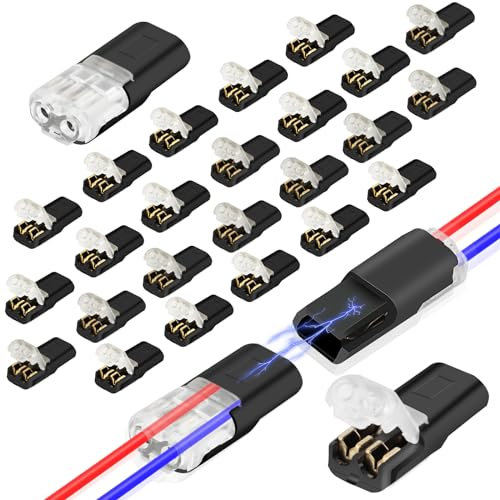 25 Pezzi Connettori Elettrici Rapidi per 18-22AWG,Tipo D Connettori,Connettore 2 Pin, Connettori Morsetti per Cavi Elettrici Terminali Del Connettore Automatico Senza Spelatura