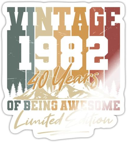 Spreadshirt 1982 Vintage Limited Edition Berge Sticker, max. 10 x 10 cm, 10 x 10 cm, Weiß glänzend