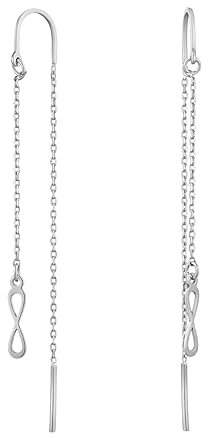 JC Jeweller Carat Damen Einfädel Ohrringe 925 Sterling Silber rhodiniert Zirkonia mit Geschenkbox (Unendlichkeitzeichen)
