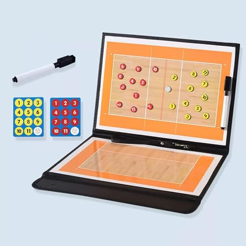 XAQBJC Taktiktafel Volleyball Trainingshilfe mit Magneten und Markierungsstift, Volleyball Dry Erase Board für Trainer, Leicht, Tragbar
