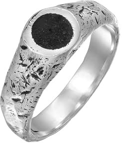 HG HAZE & GLORY Ring Herren aus 925 Sterling Silber, Schmuck Männer, Silberring oxidiert, mit Lava Stein, Cool, Lava Agung