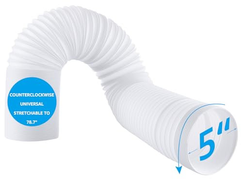 AHAQU Air Conditioner Hose Extension, 13cm/5 inch Diameter 200cm Length Portable Air Conditioner Exhaust Hose, Anti-Clockwise Thread Air Conditioner Parts Compatible with LG, Delonghi and More