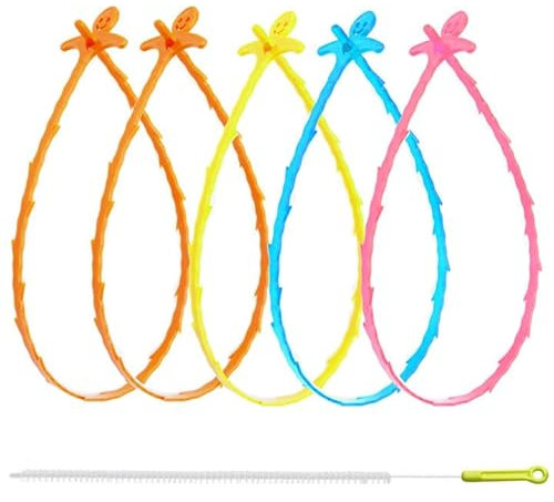 PXBSNB 6 Stück Abflussreiniger Spirale, Flexible Spirale Abfluss Rohrreinigung, 50cm Lange Rohrreiniger Abflussspirale, Drain Cleaner mit V-Widerhaken, Abflussreiniger Sticks für Toiletten Badewannen