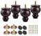 Btowin 4 Inch / 10cm Solid Wood Furniture Legs, 4Pcs Mid-Century Modern Walnut Turned Wooden Bun Feet with Threaded M8 Hanger Bolts & Mounting Plate & Screws for Sofa Couch Cabinet Armchair Recliner