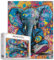 Vintage Wildlife Puzzles für Erwachsene 1000 Teile, Retro Cartoon Elefanten Puzzle Sammlung Cute Graffiti Funny Animal Jigsaw Puzzles als Geschenk für Tierliebhaber