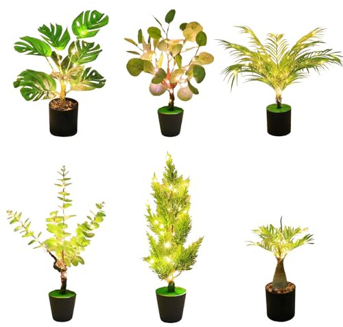 Figuier artificiel lumineux Ficus Lyrata avec feuilles artificielles en pot pour intérieur et extérieur, maison, bureau, jardin, décoration moderne (tortue)