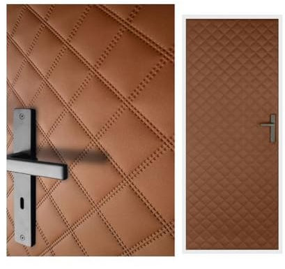 Rivestimento porta 115 x 215 cm, imbottitura per porta, protezione acustica, confezione completa, XXL, isolamento termico, riparazione per porte interne, in ecopelle, trapuntatura, 7 x 7 cm (marrone)