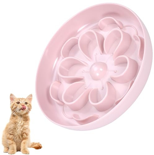 Hejo Antischlingnapf Hunde,Hundenapf Große Hunde zum Langsamen Fressen,Blüte Anti Schling Napf Katze,Anti-Rutsch Slow Feeder Hund,Spülmaschinenfest Futternapf Hund für Katze und Welpe (Rosa)