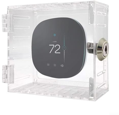 Drhomeam Clear Acrylic Thermostat Cover, Lock Box with Key, Large Thermostat Guard for Wall Mount, Classic Style