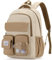 VASCHY Schulrucksack Mädchen,18L Schulranzen Schultasche mit zwei Fächern,Rucksack Schule Kinder,Wasserabweisend & Leicht,Beige mit Khaki