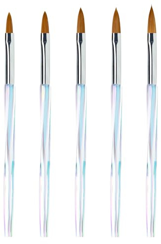 Lokaloka 5 Pinceau Acrylique Ongle Professionnel 3D Nail Art pour Poudre | 8/10/12/14/16# Pinceaux Brush Set pour Vernis Semi Permanent Ongle Gel UV Peinture Acrylic