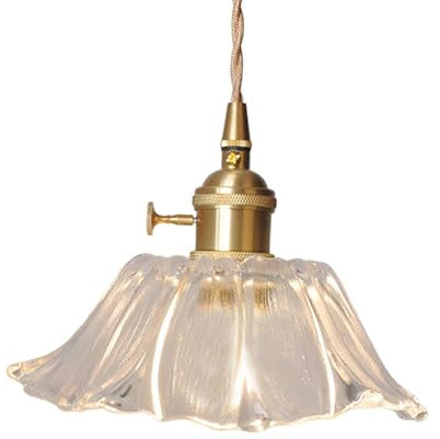 KESOTO Lampe à Suspension en Forme de Fleur Lampe Suspendue en Verre à Fleurs, plafonnier, Petit Lustre Lustre à Fleurs, pour Salon, Transparent