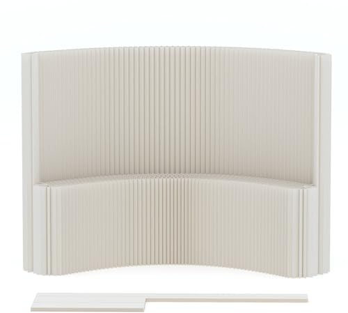 HELLOpoper Klappbarer Raumteiler mit Regal, Multifunktionale Trennwand, Umweltfreundliches Kraftpapier, Kein Zusammenbau Erforderlich – Ideal Büros, Wohnzimmer, Schlafzimmer (weiß, H2m*L3m)