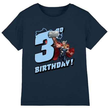 Thor Birthday 3 Unisex Kids T Shirt, Navy, 3-4 Years