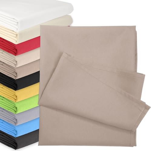 Bettlaken OHNE Gummizug 200 x 220 cm Graubraun (85% Baumwolle 15% Poly) Betttuch Glatte Betttücher Baumwolle Laken Haustuch Leintuch