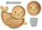Koko Kids® Juego de alimentación para bebé de bambú y silicona – Plato y cuenco con ventosa de Robbenbaby + taza de silicona y cuchara