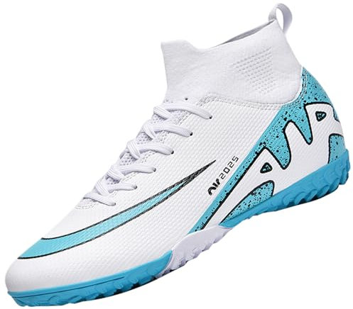 VTASQ Kinder Fußballschuhe Jungen Mädchen Fussballschuhe Sportliche Indoor Outdoor Athletic Soccer Schuhe Professionelle Trainingsschuhe Turf Football Schuhe Weiß EU36