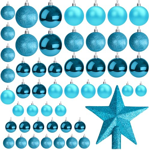 Christmas Tree Baubles 50Pcs Blue – Shatterproof Xmas Ornaments Balls Set for Christmas Decorations & Christmas Tree Decor