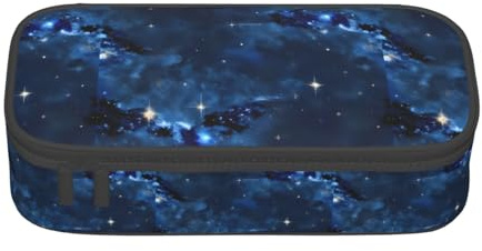 NUYFVG Federmäppchen mit Galaxie-Druck, 21,6 x 5,1 x 9,4 cm, für Stifte, Bleistifte, kleine Gegenstände, Blau